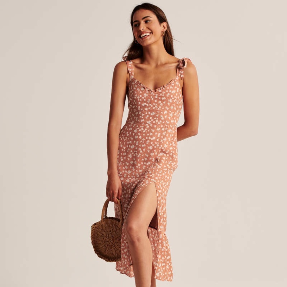 Abercrombie & Fitch Pink Floral Midi Dress